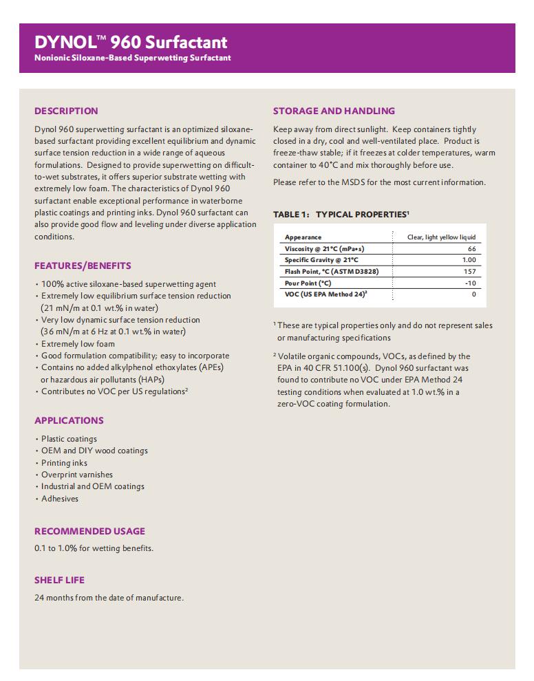 Dynol 960 水性潤濕劑(圖1)